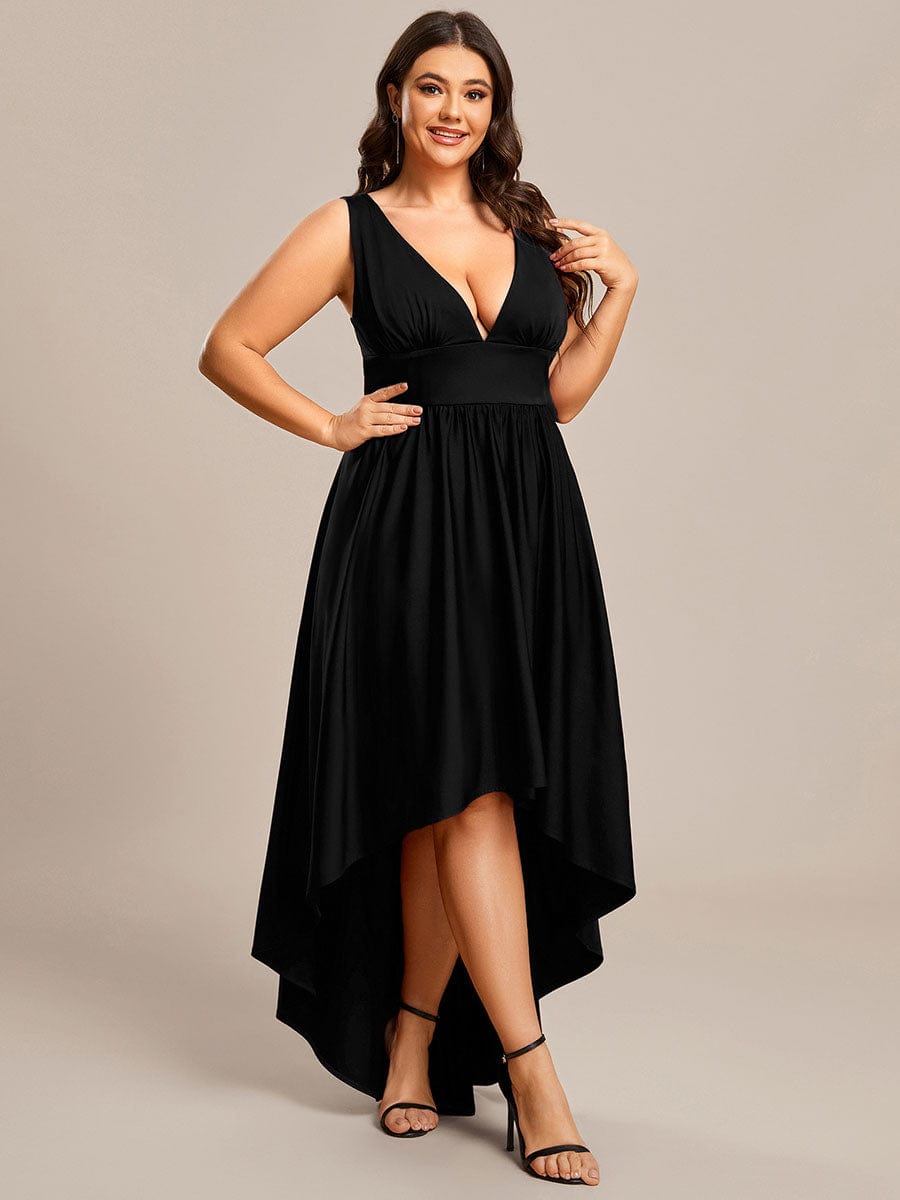 Plus Size Elegant High-Low Sleeveless Empire Waist Bridesmaid Dress