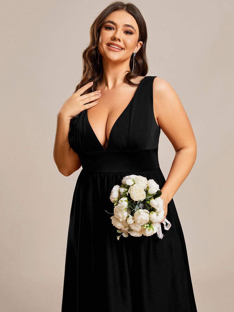 Plus Size Elegant High-Low Sleeveless Empire Waist Bridesmaid Dress