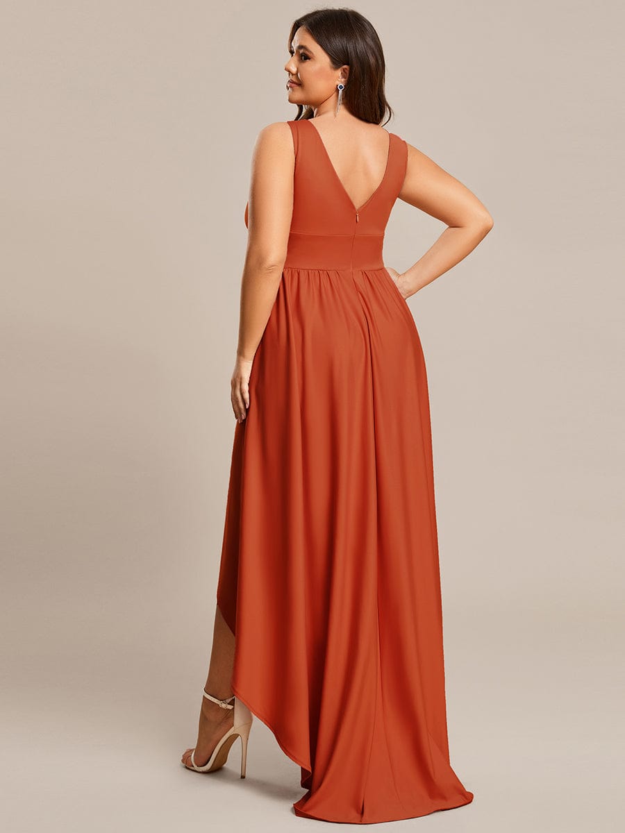 Plus Size Elegant High-Low Sleeveless Empire Waist Bridesmaid Dress