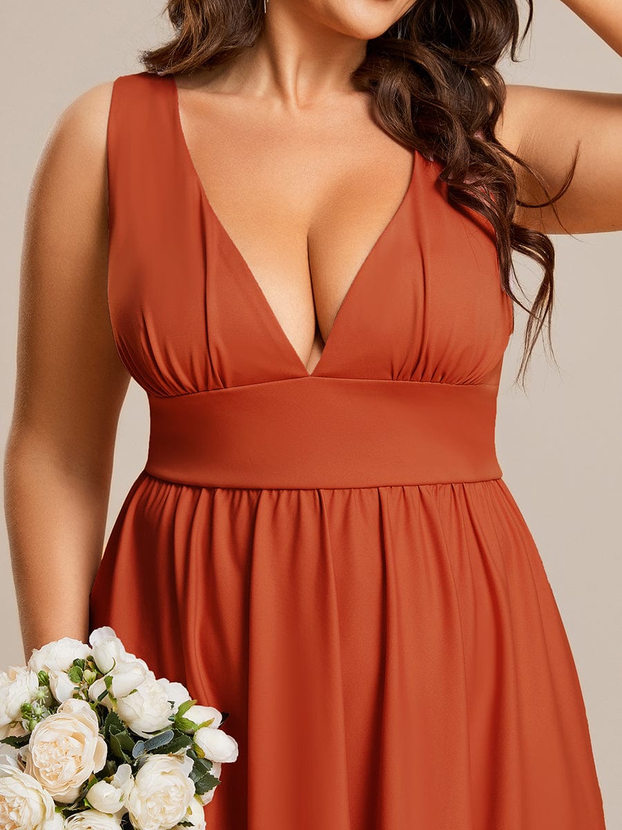 Plus Size Elegant High-Low Sleeveless Empire Waist Bridesmaid Dress