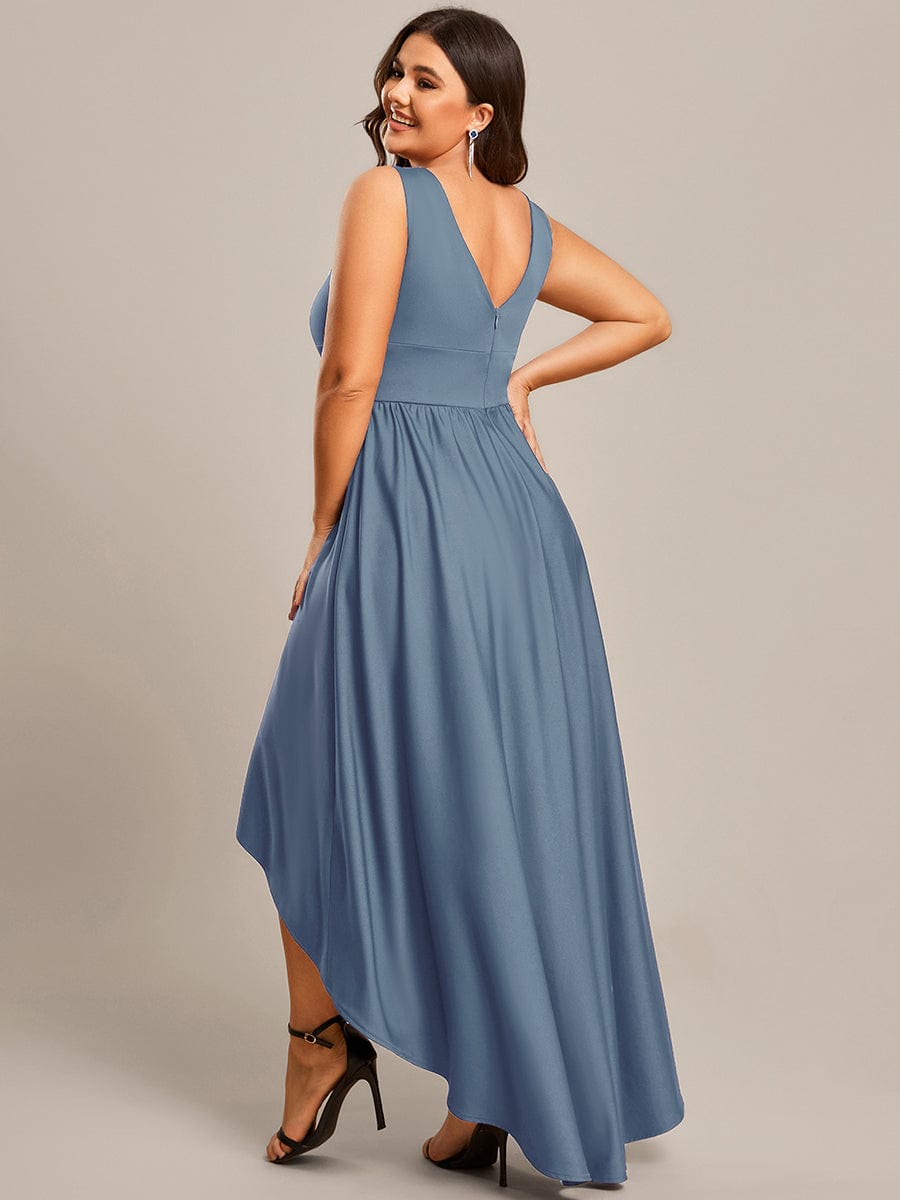 Plus Size Elegant High-Low Sleeveless Empire Waist Bridesmaid Dress