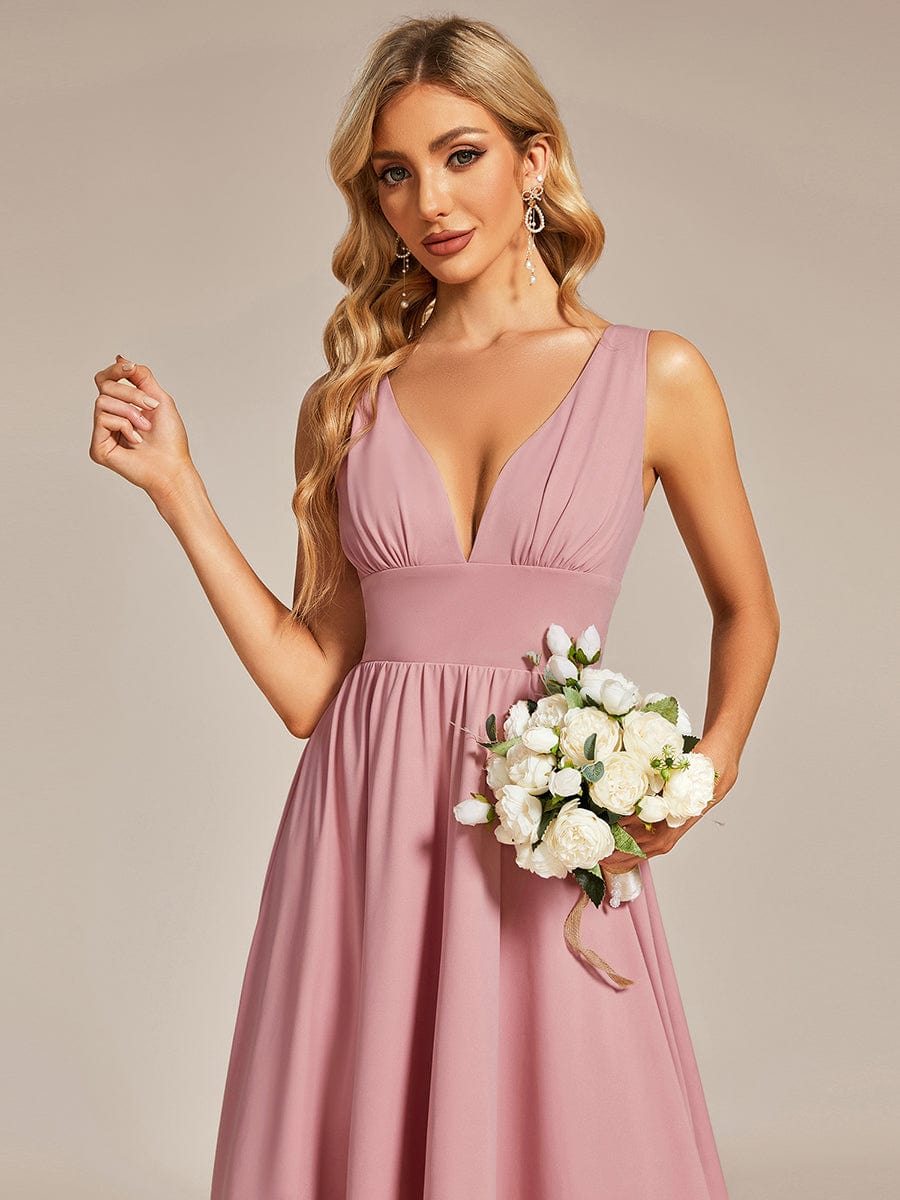 Elegant High-Low Sleeveless Empire Waist Bridesmaid Dress