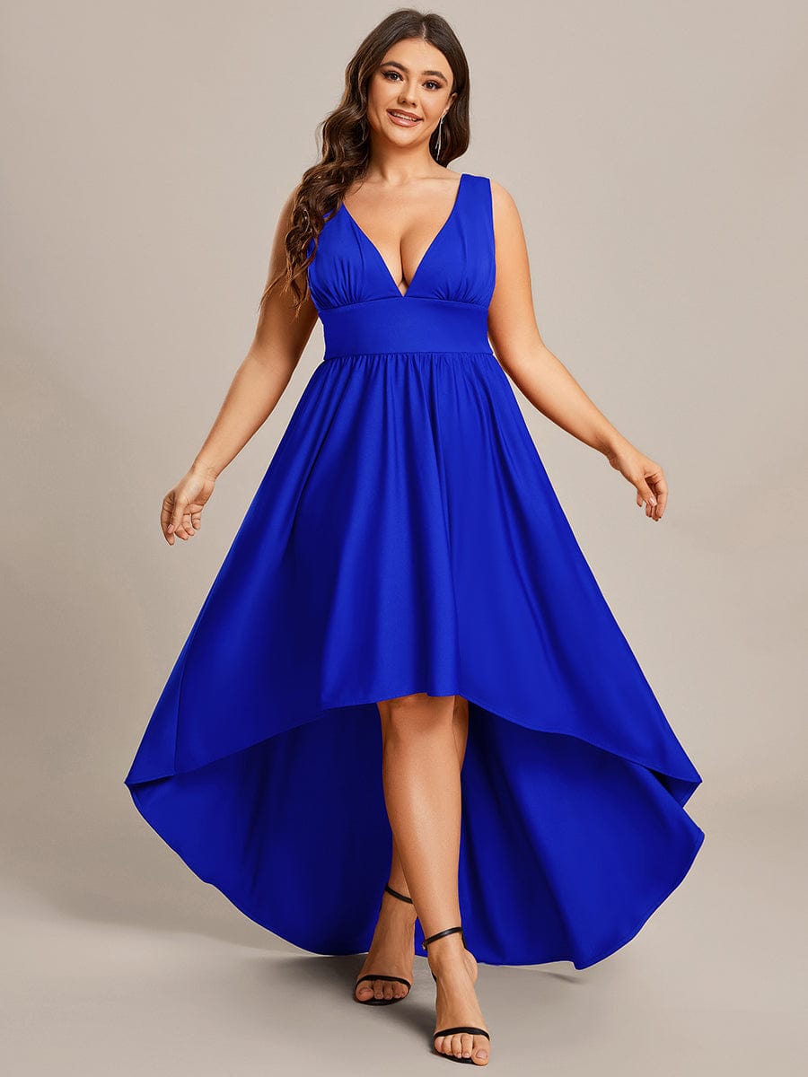 Plus Size Elegant High-Low Sleeveless Empire Waist Bridesmaid Dress