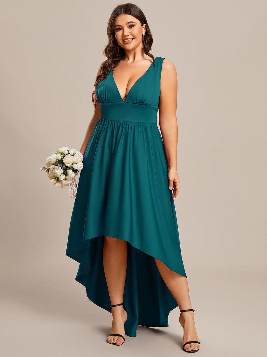 Plus Size Elegant High-Low Sleeveless Empire Waist Bridesmaid Dress