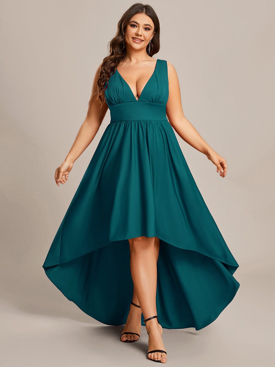 Plus Size Elegant High-Low Sleeveless Empire Waist Bridesmaid Dress