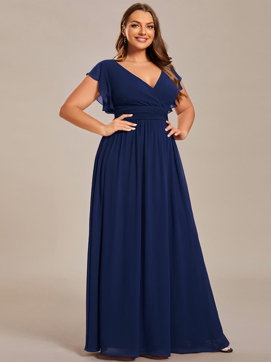 Plus Size Chiffon Pleated A-Line Back Cutout Bridesmaid Dress