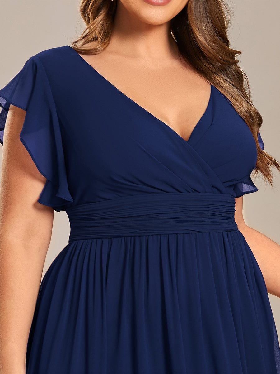 Plus Size Chiffon Pleated A-Line Back Cutout Bridesmaid Dress