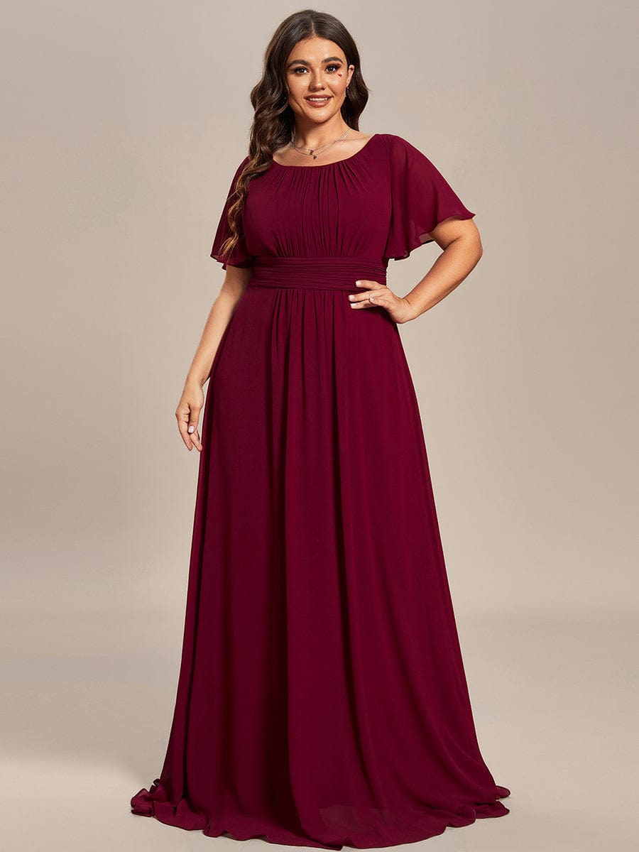 Simple Chiffon Pleated A-Line Round Neckline Bridesmaid Dress