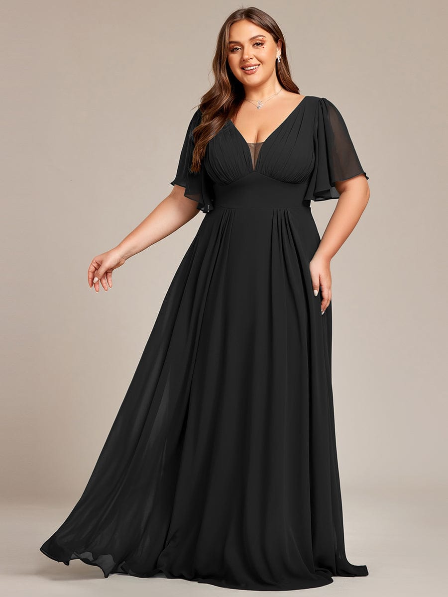 Plus Size Black Lace  Black Evening Gowns With Long Sleeves, Deep V  Neck, Open Back, And Floor Length Split Affordable Formal Wear For Women  From Lovemydress, $131.86