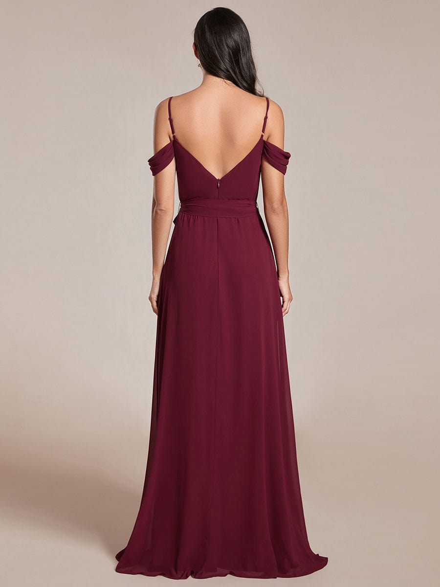 Sweetheart Neckline Cold Shoulder Chiffon Bridesmaid Dress