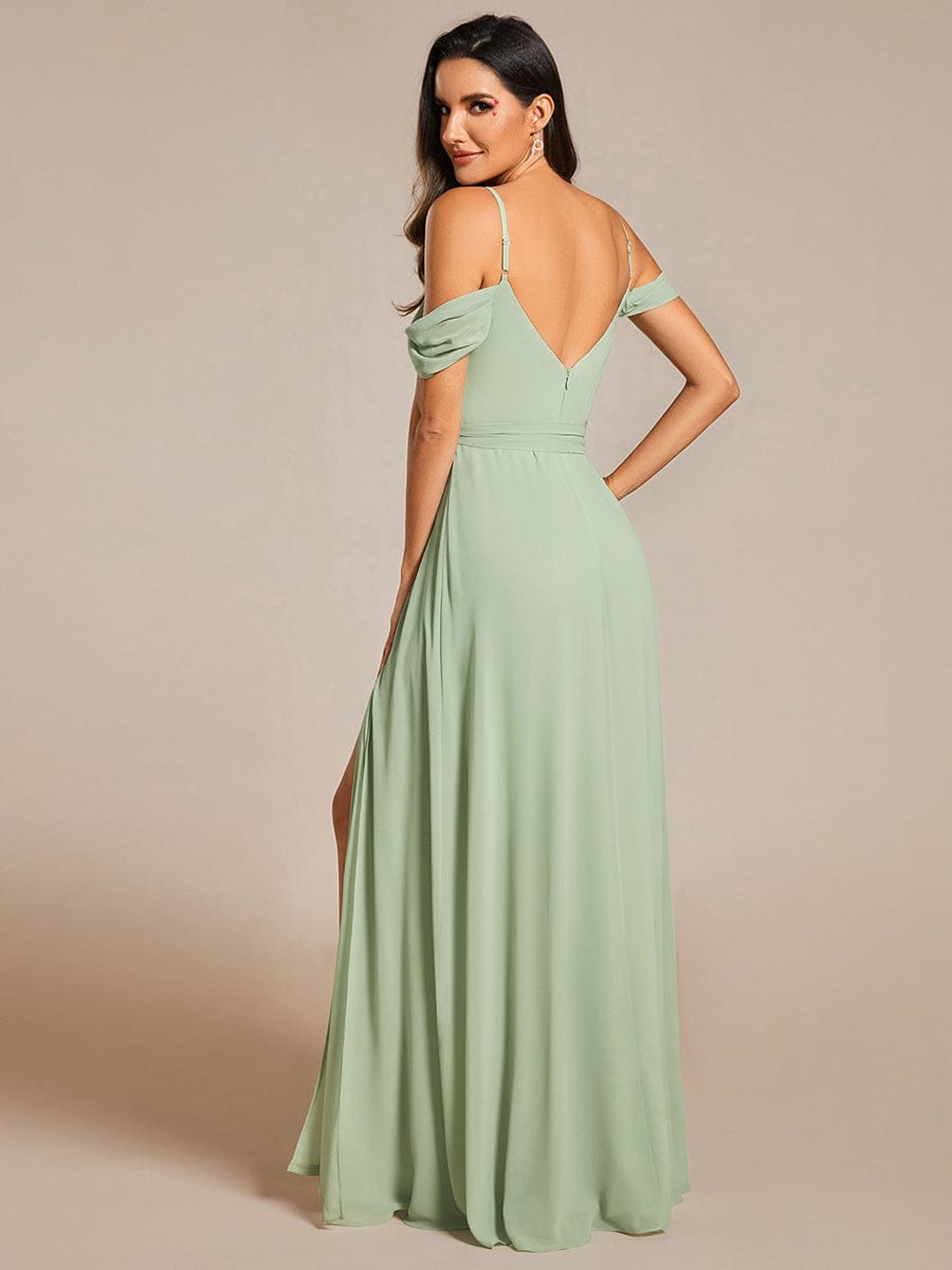 Sweetheart Neckline Cold Shoulder Chiffon Bridesmaid Dress