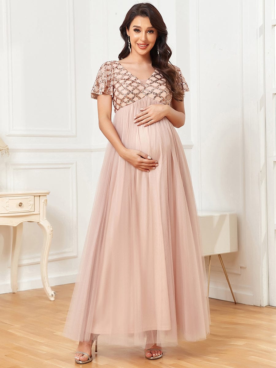 Maternity Short Dress- Lines (Ash)