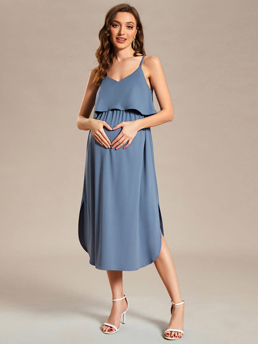 Airy Adjustable Spaghetti Straps Knee-Length A-Line Maternity Dress