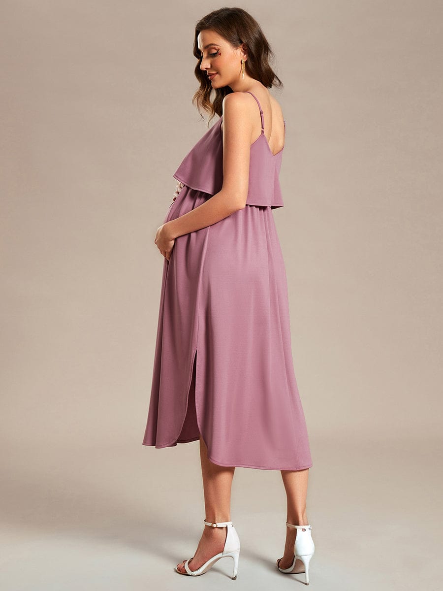 Airy Adjustable Spaghetti Straps Knee-Length A-Line Maternity Dress