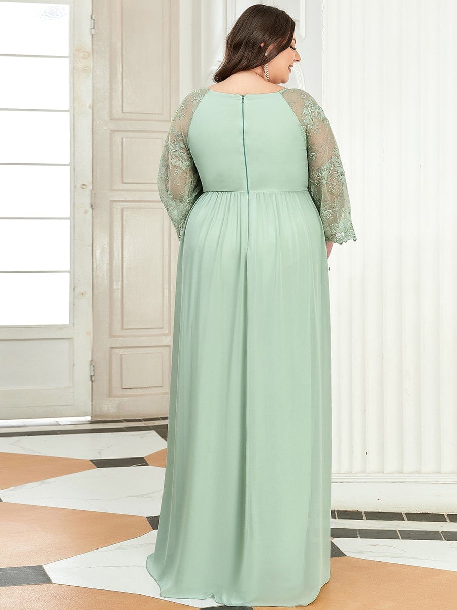 Plus Size V Neck Maternity Formal Dress with Sleeves