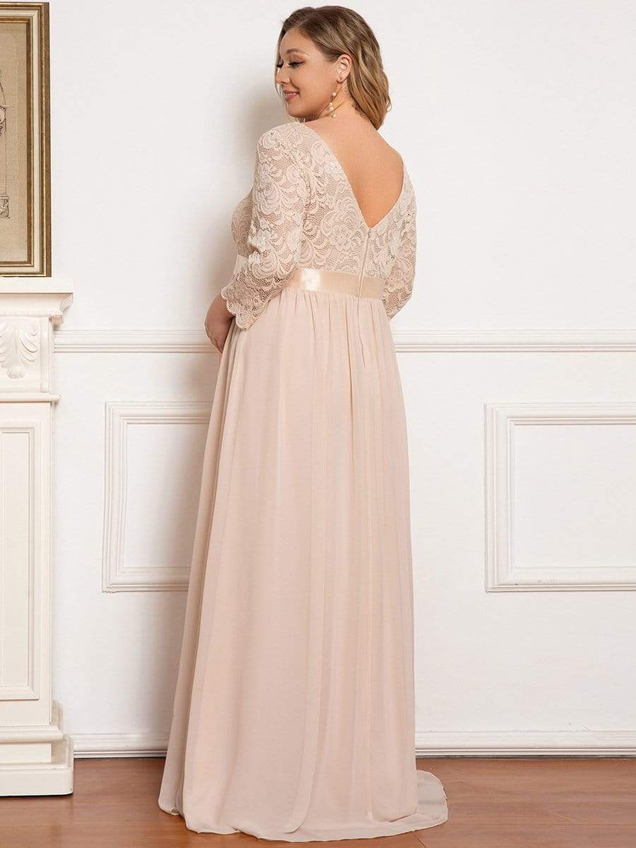 Plus Size Long Lace Sleeve Maternity Formal Dresses