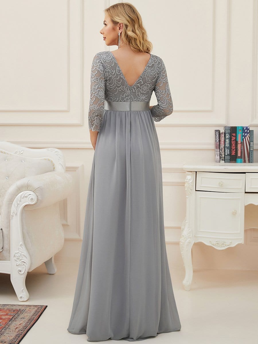 Sweetheart 3/4 Sleeve Floor-Length Lace Maternity Dress