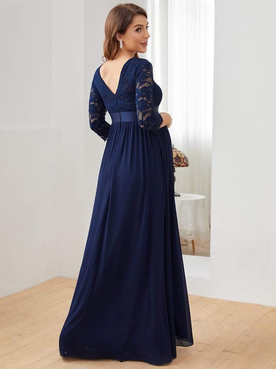 Sweetheart 3/4 Sleeve Floor-Length Lace Maternity Dress