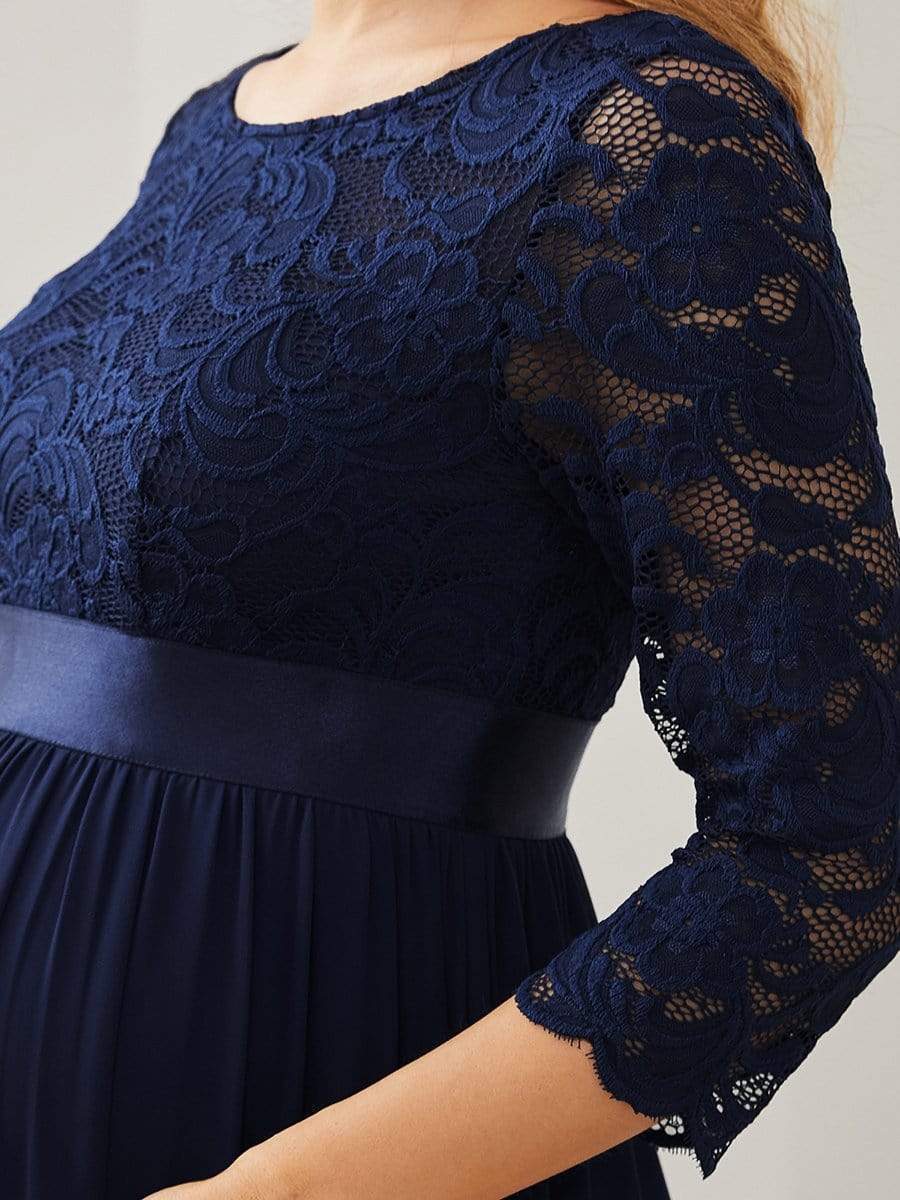 Sweetheart 3/4 Sleeve Floor-Length Lace Maternity Dress