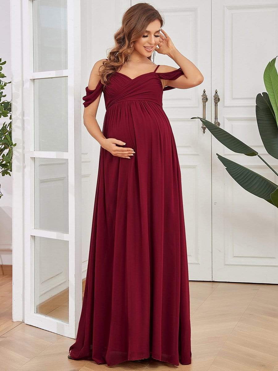 Off-Shoulder Spaghetti Strap A-Line Maternity Dress