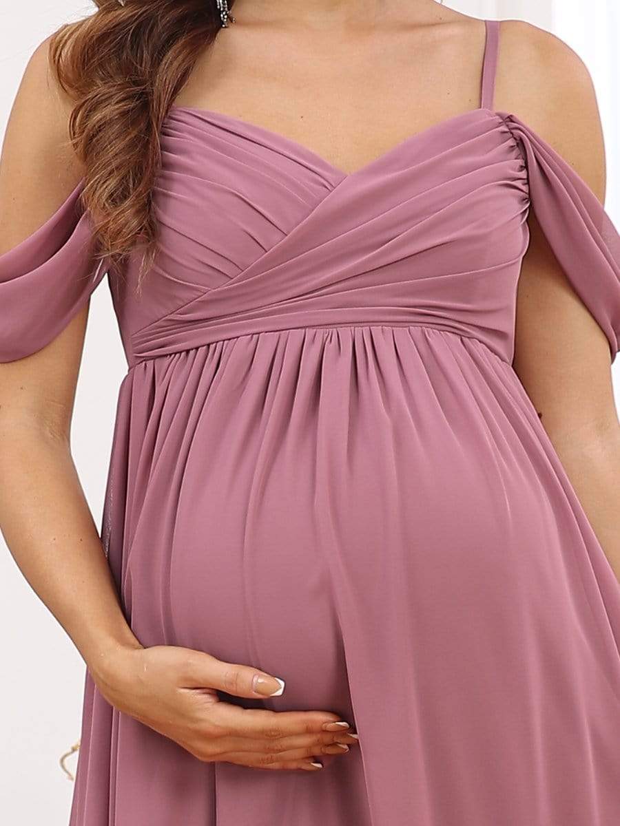 Off-Shoulder Spaghetti Strap A-Line Maternity Dress