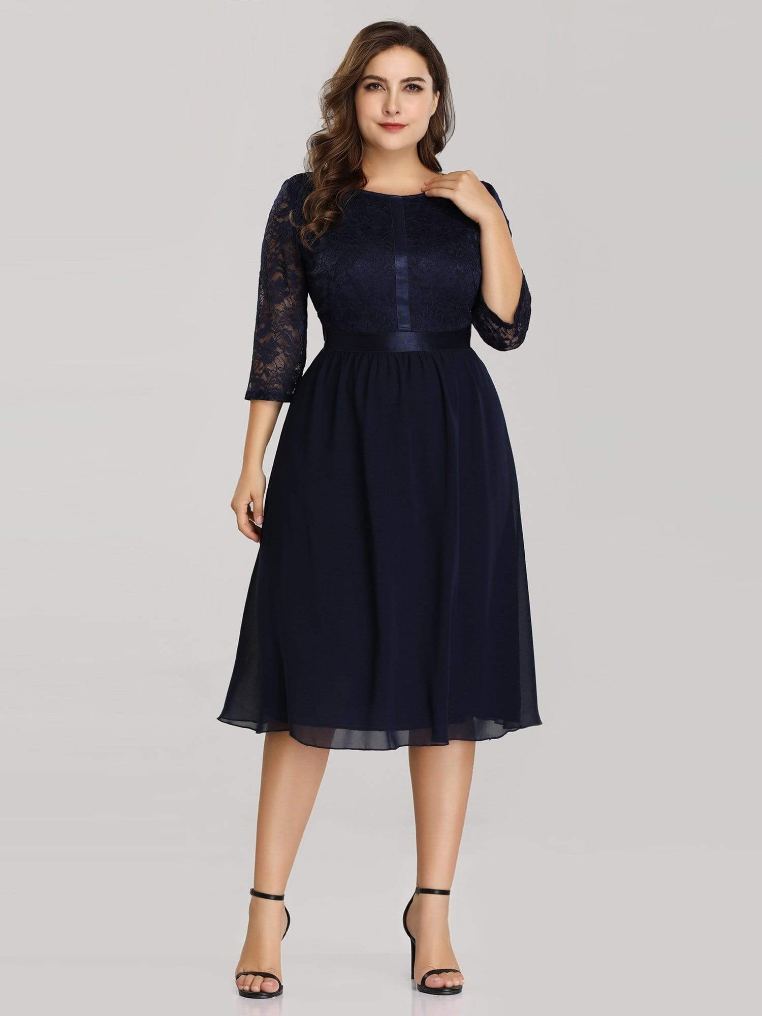 gray cocktail dress with sleeves