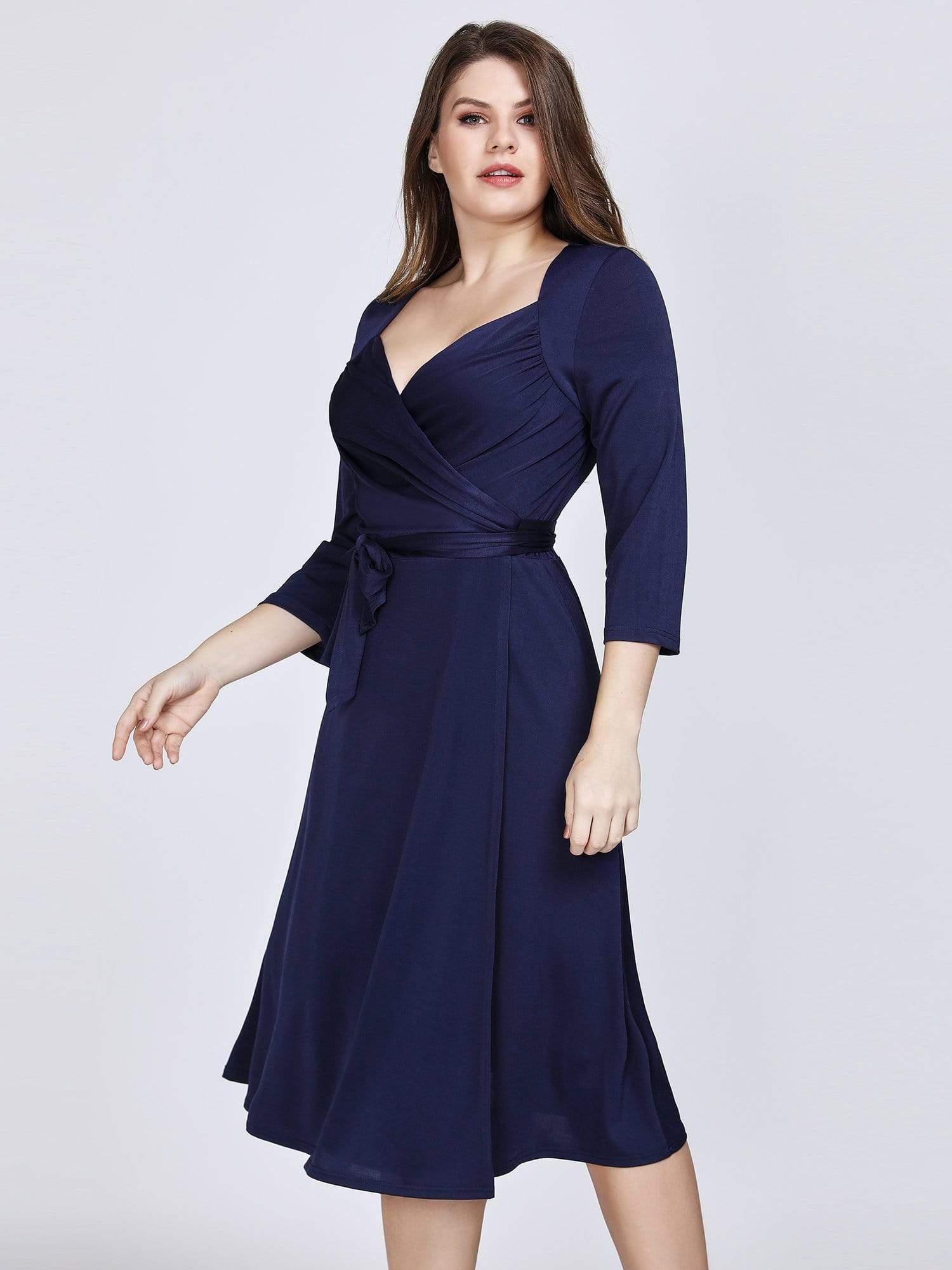 navy blue knee length formal dress