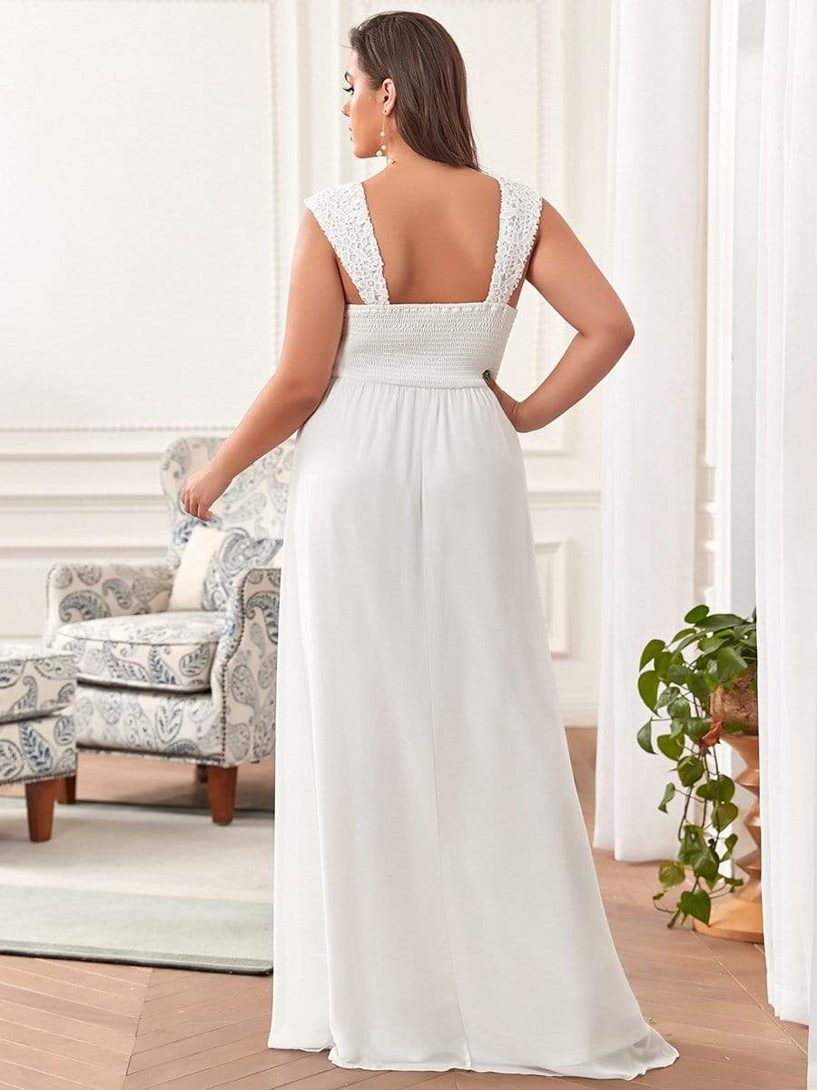 Elegant A Line Long Chiffon Bridesmaid Dress With Lace Bodice