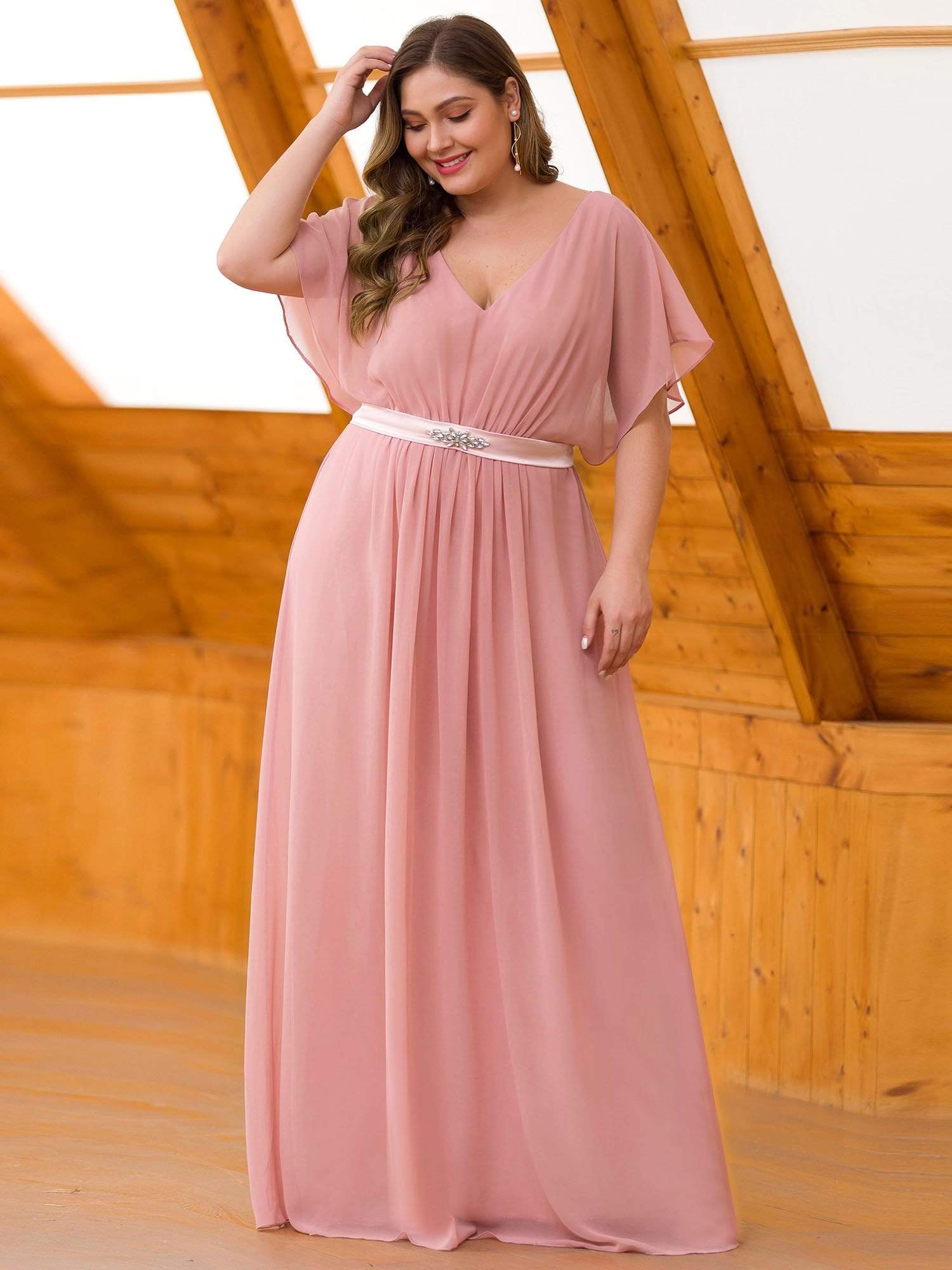 plus size mauve maxi dress