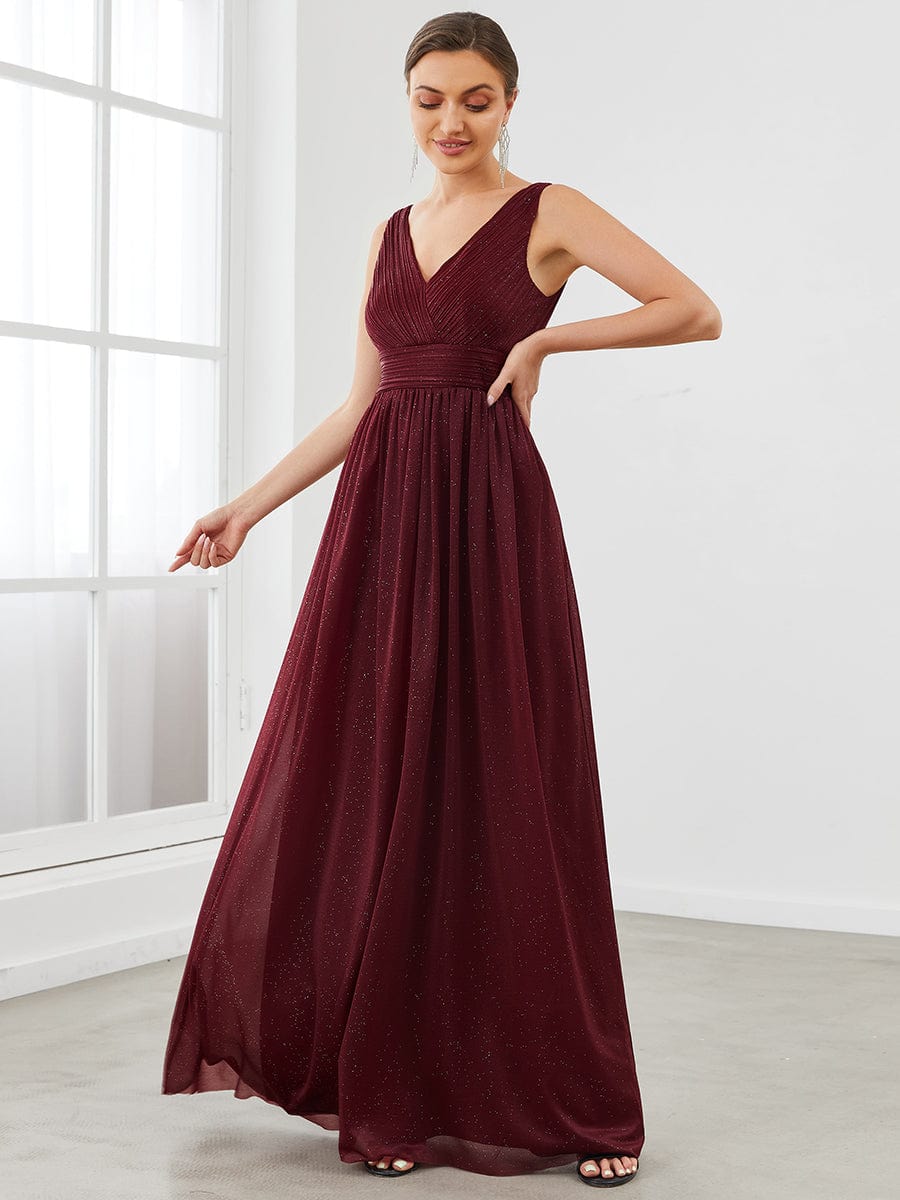 Sparkly Double V Neck Maxi Long for Party - Ever-Pretty US