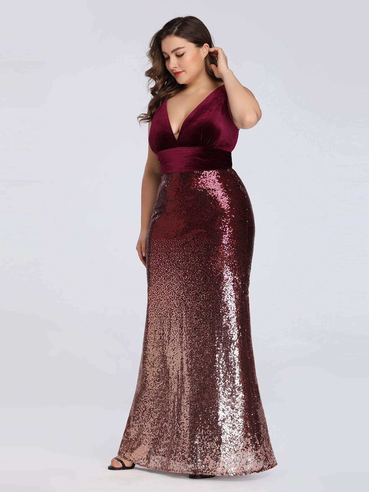 burgundy plus size gowns