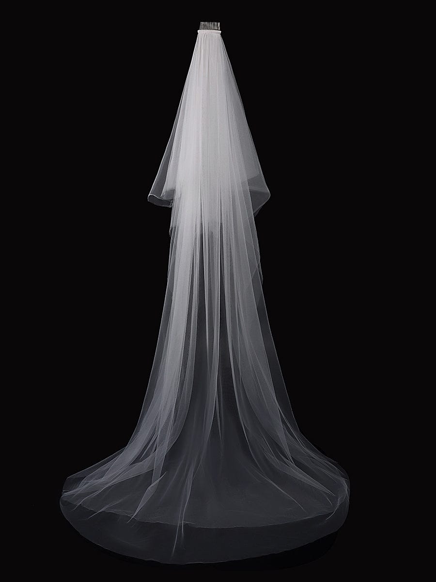 Simple Multi-Tier Tulle Cathedral Bridal Veil