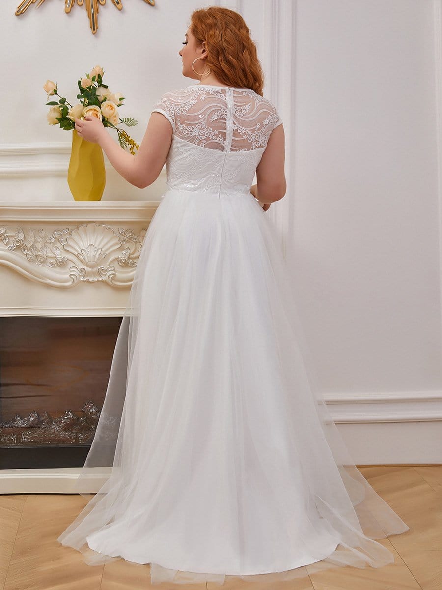 Elegant Cap Sleeves Casual Applique Outdoor Wedding Dress