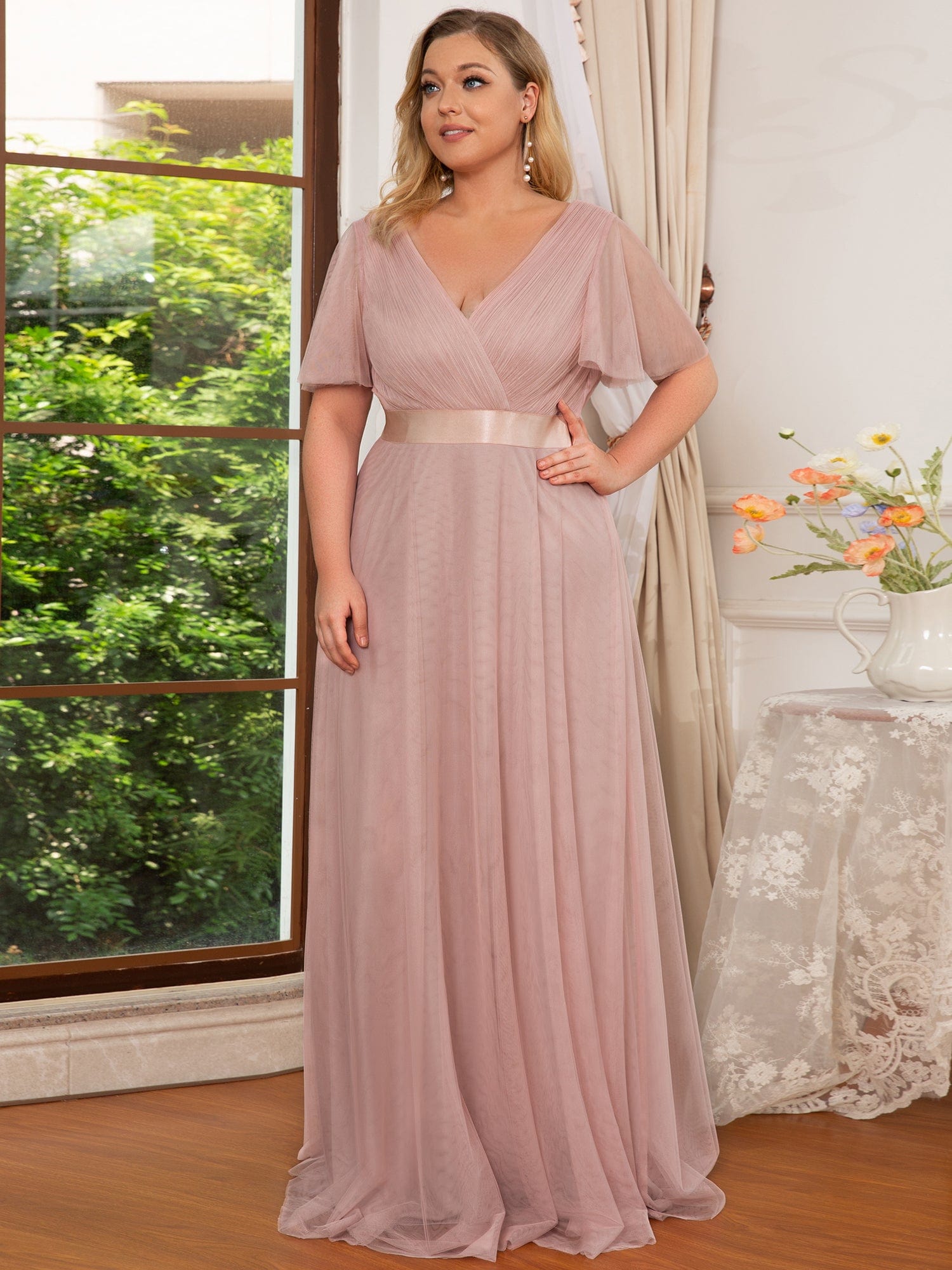 Tulle Bridesmaid Dresses for Women Plus Size Maxi Long - Ever-Pretty US