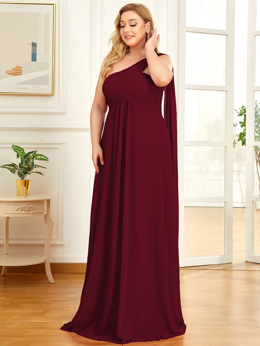 Plus Size Chiffon One Shoulder Formal Evening Dresses for Women