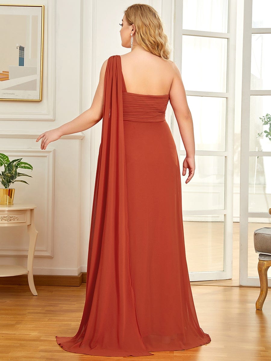 Plus Size Chiffon One Shoulder Formal Evening Dresses for Women