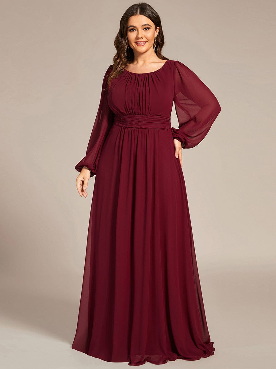 Custom Size See-Through Puff Sleeve Chiffon Bridesmaid Dress