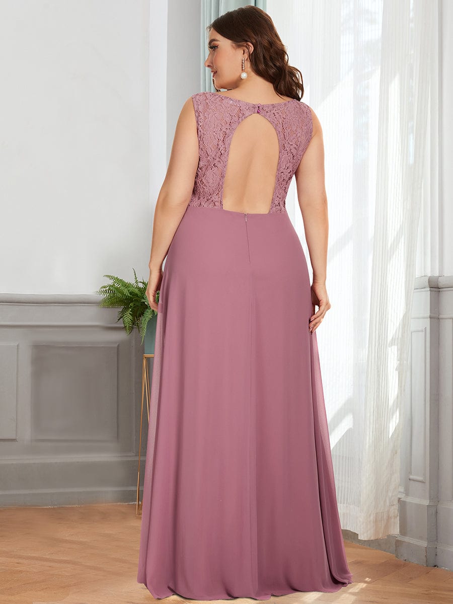 Short Sleeve Backless Ribbon Waist A-Line Tulle Bridesmaid Dress