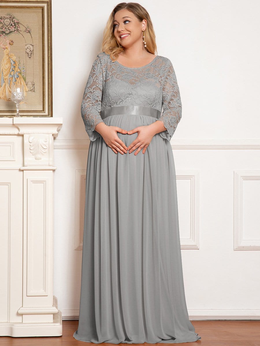 Plus Size Long Lace Sleeve Maternity Formal Dresses