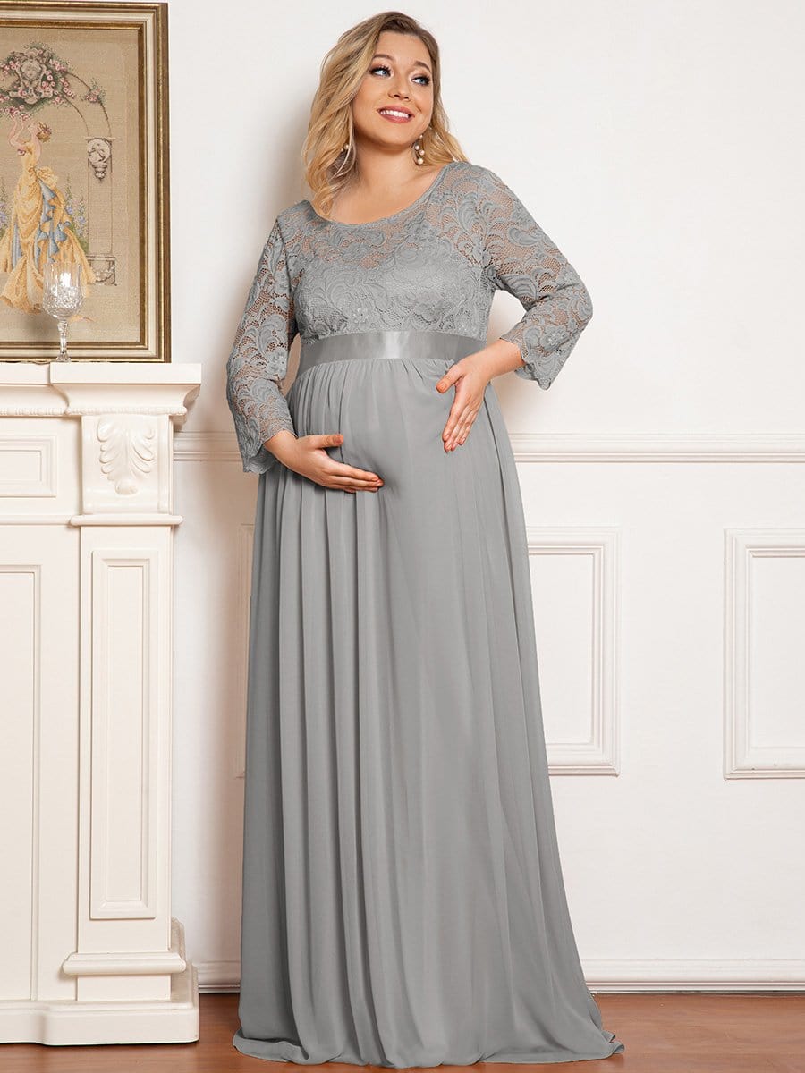 Plus Size Long Lace Sleeve Maternity Formal Dresses