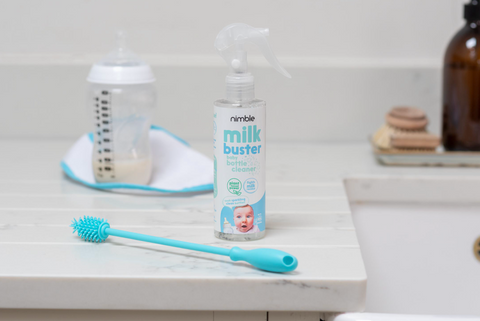 Nimble Milk Buster is an excellent baby bottle cleaner that removes stubborn milk residues from plastic.