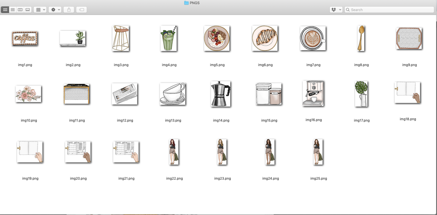 digital art graphics in png files folder on mac