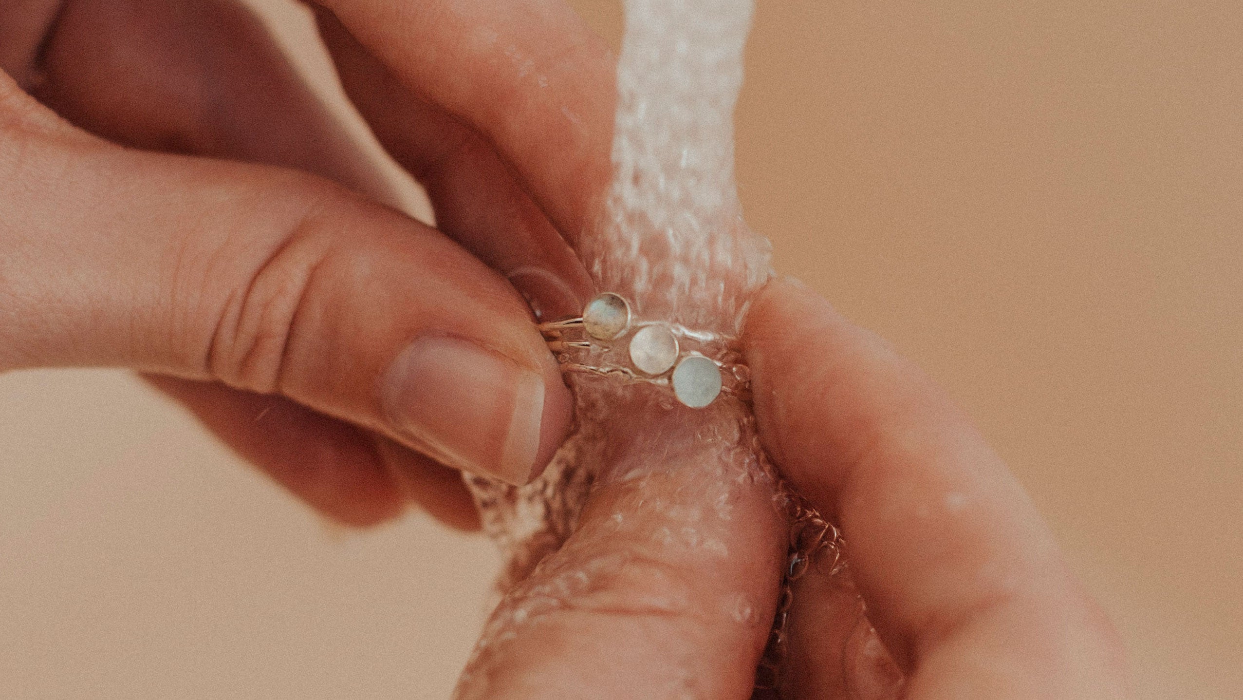 Minimalist gemstone ring stack