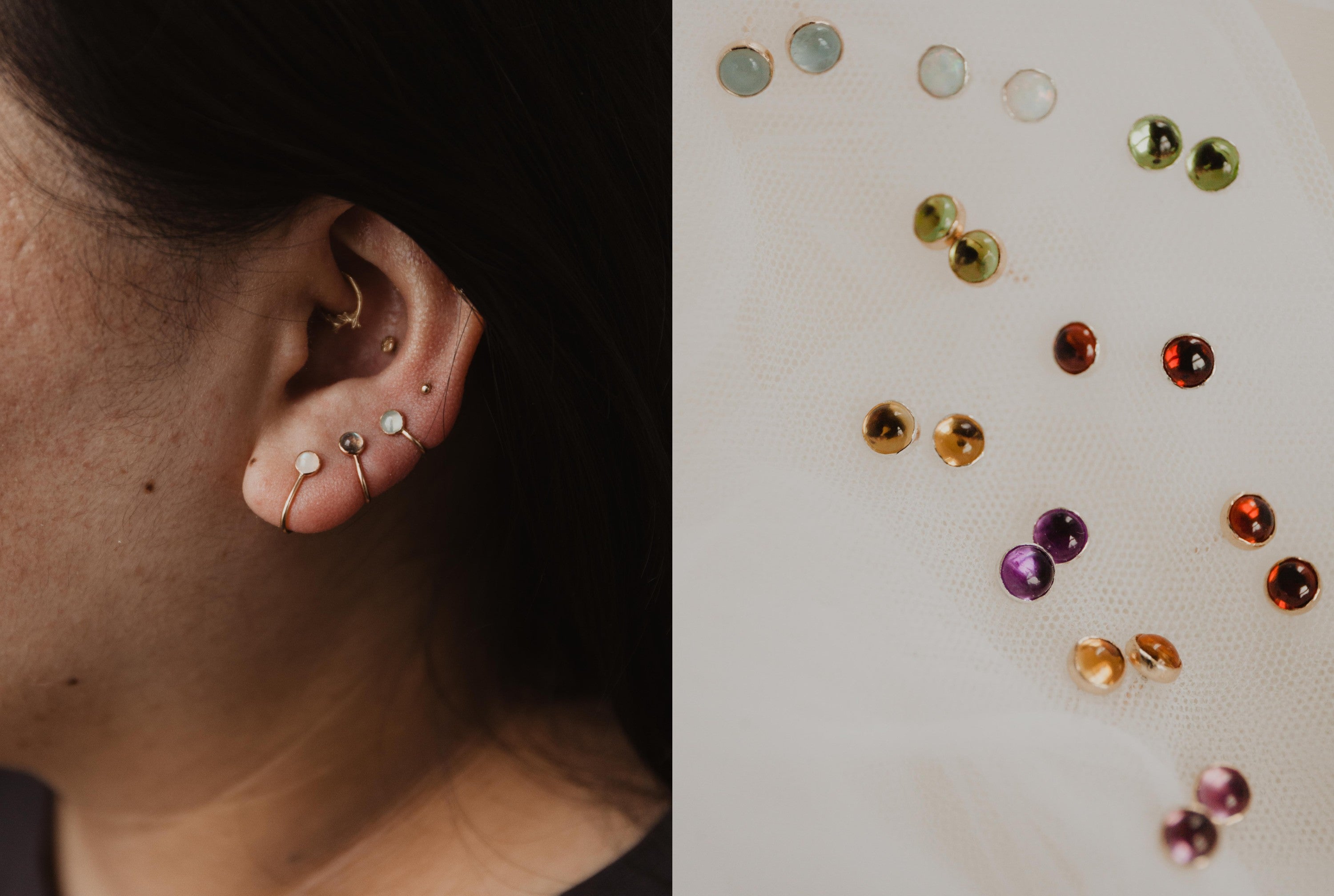 Gemstone stud earrings