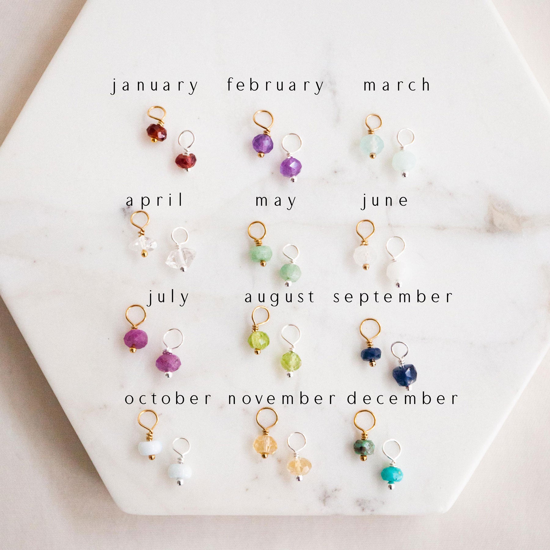 Birthstone charms