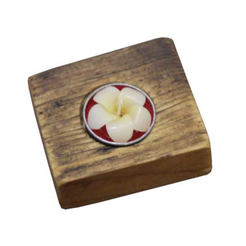 handmade wooden square candle holder