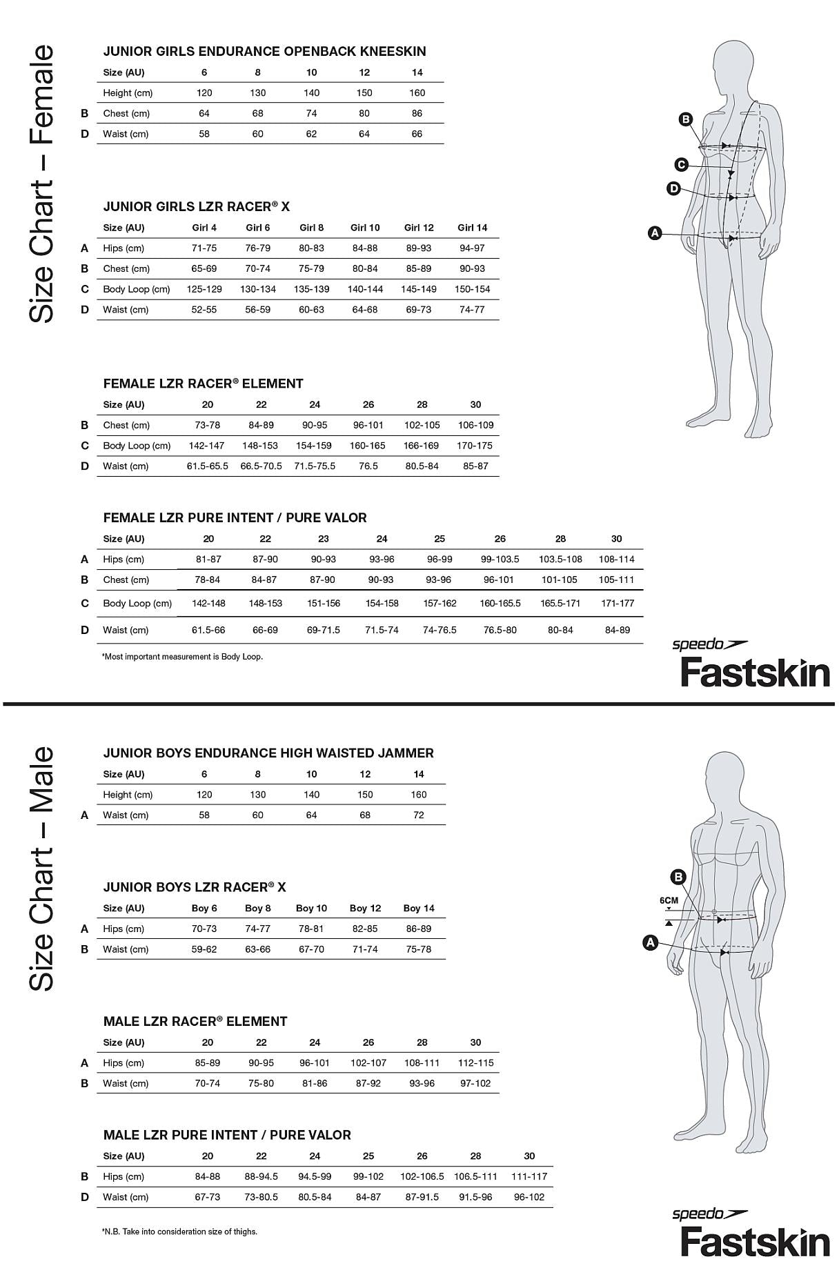 Speedo Size Chart – Swim T3