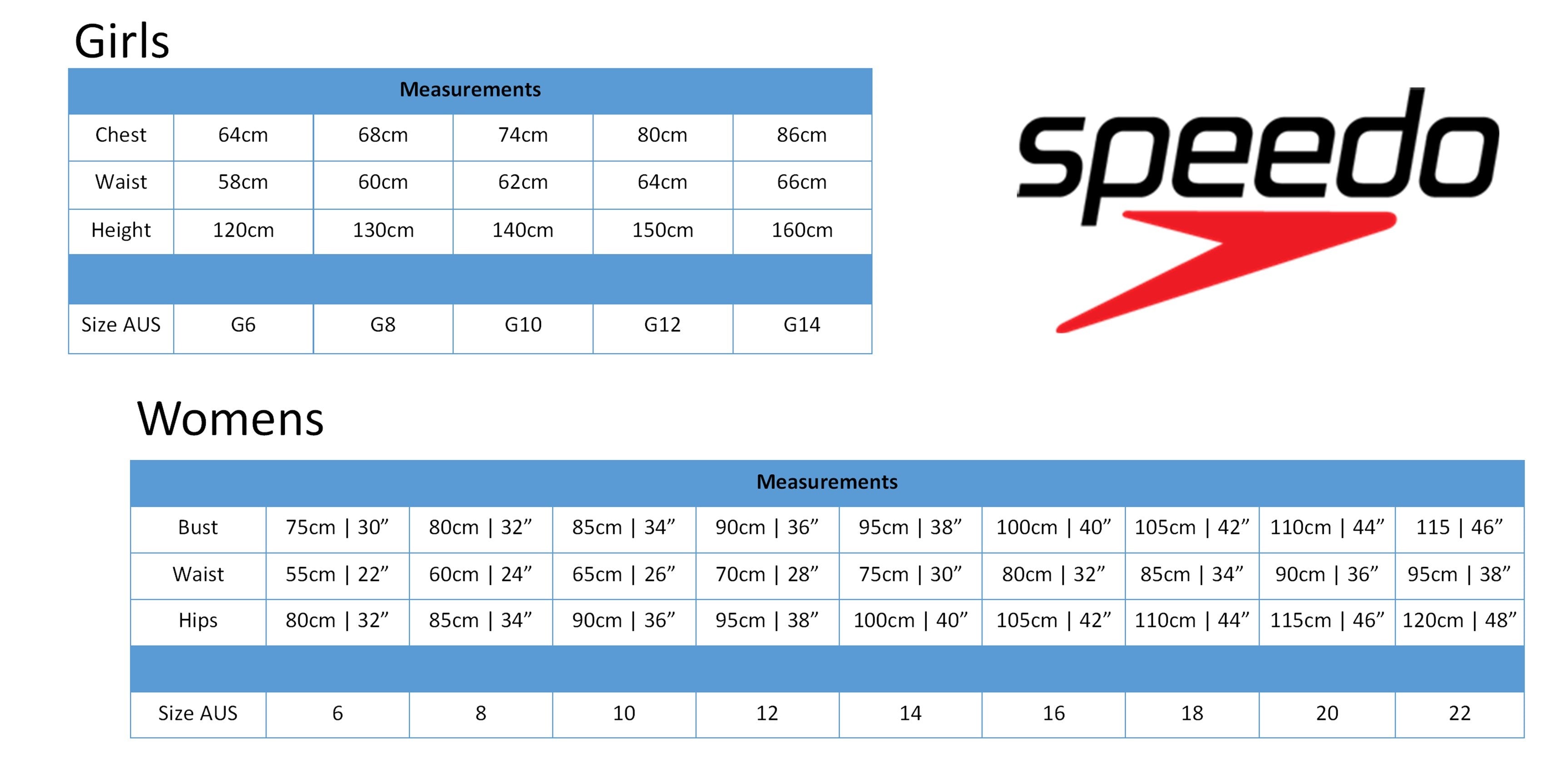 Speedo Size Chart – Swim