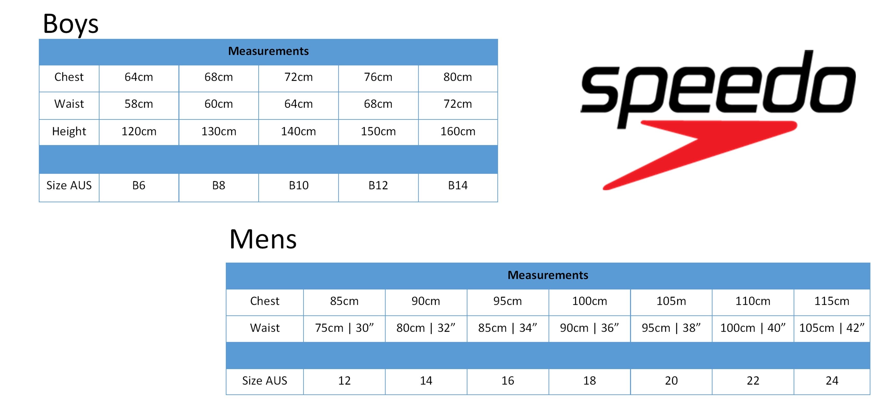 Speedo Swim Shorts Size Guide | simplatt.jp