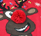 Women Christmas Cute Reindeer Knitted Sweater Pullover - Nikkiaz